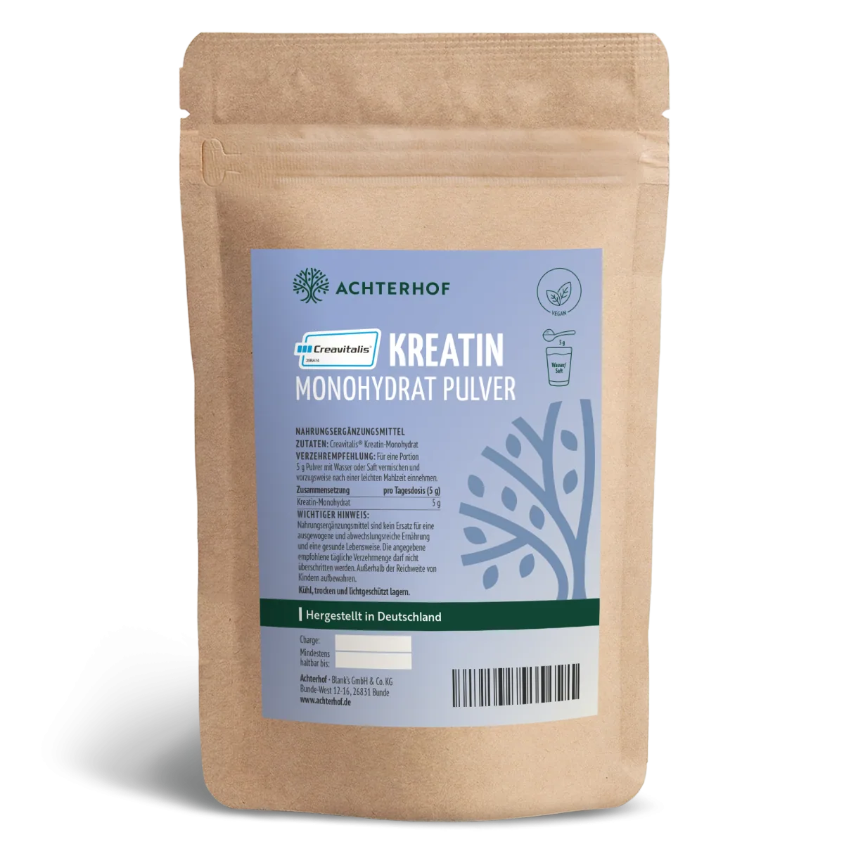 Creavitalis® Kreatin Monohydrat Pulver (500g) – Neutral